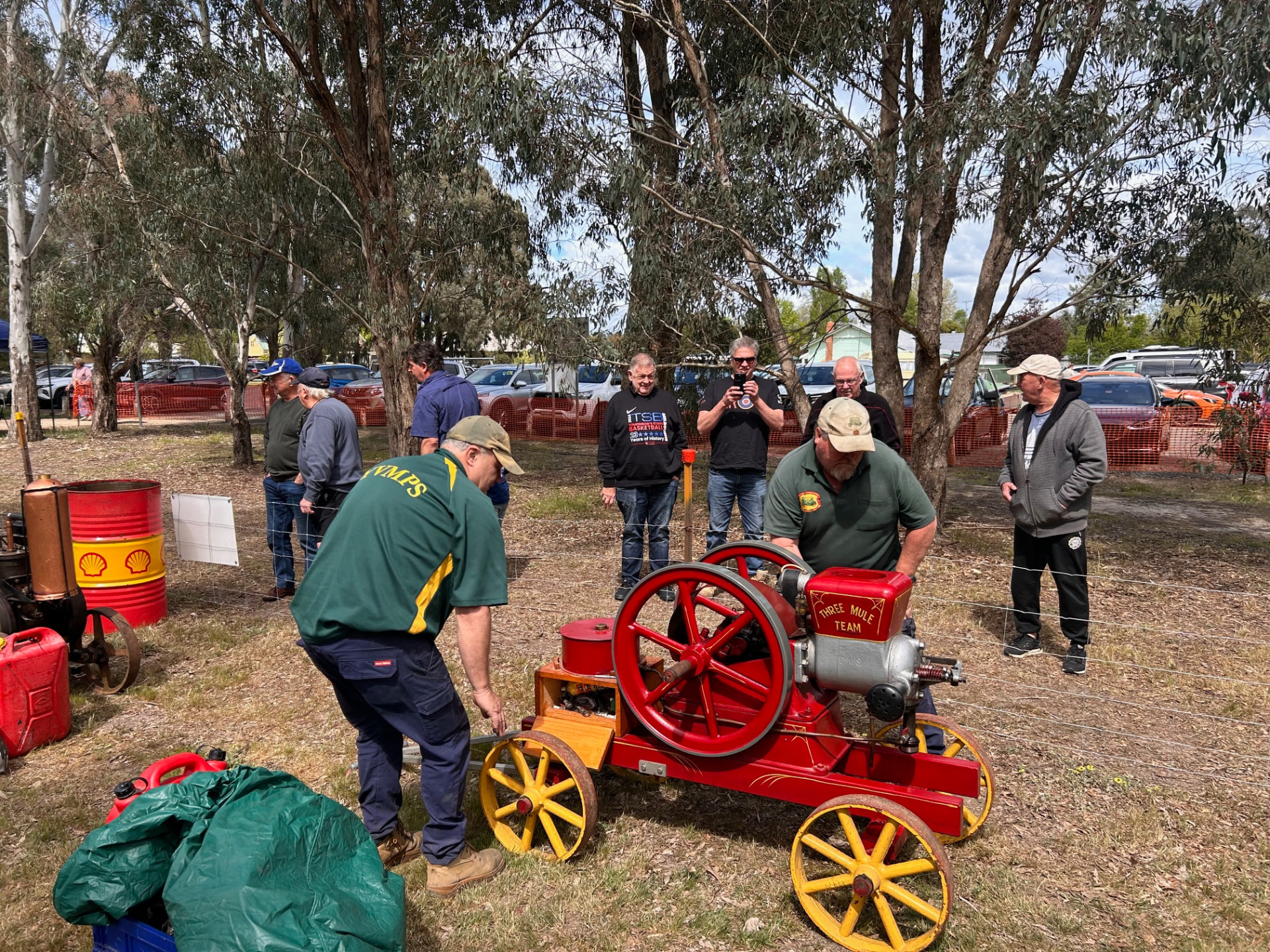 Restored stationary engine running for visitors